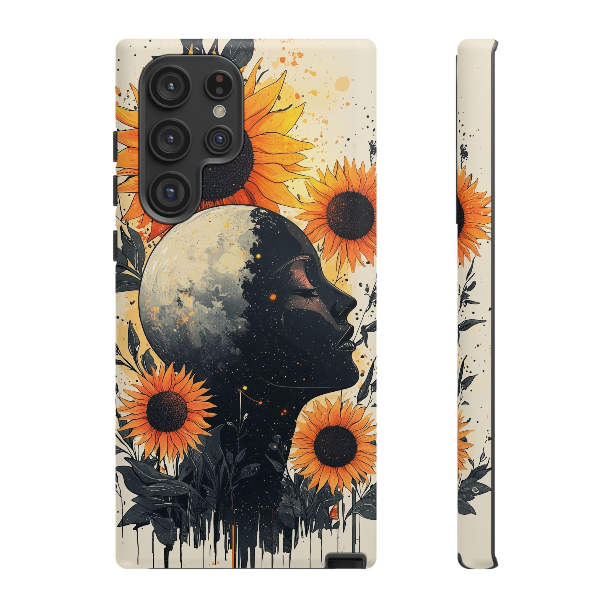 Sunflower Moon Art Samsung Galaxy Case | Floral Celestial
