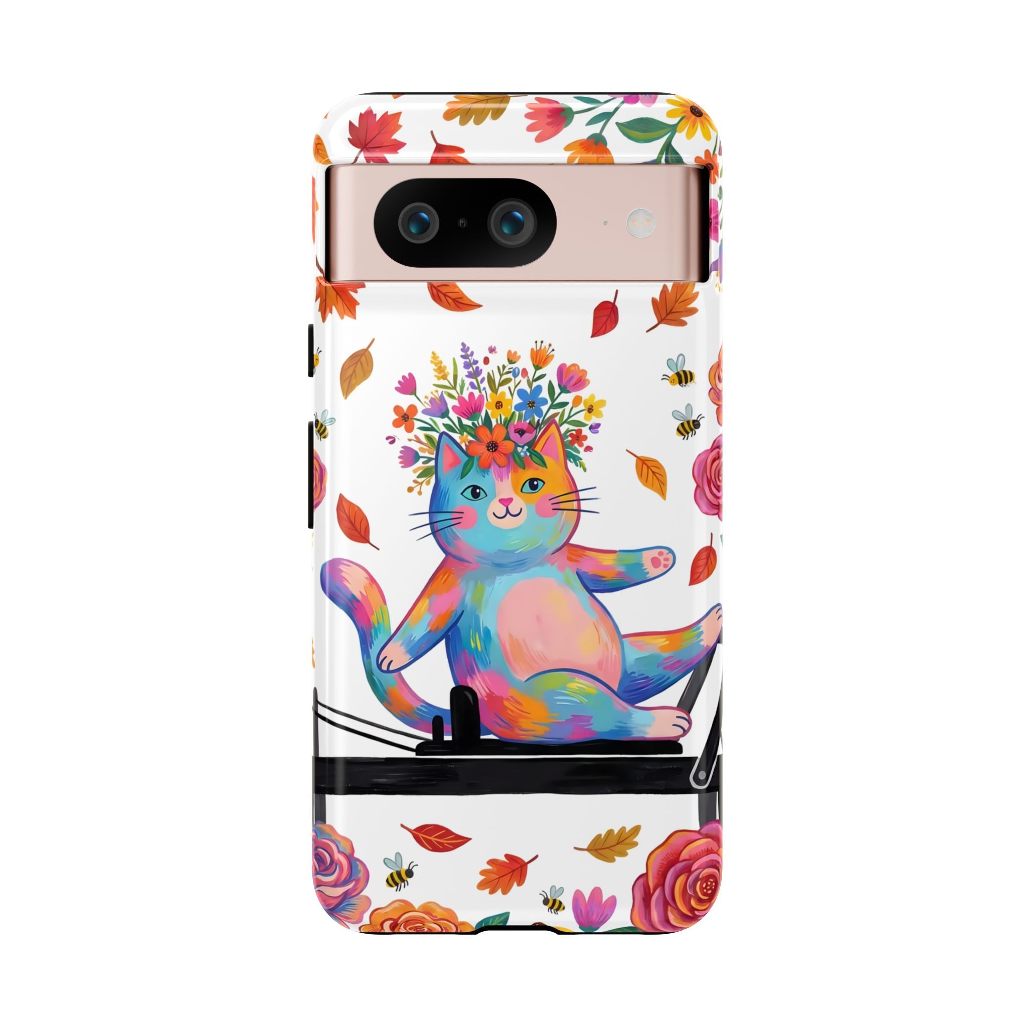Colorful Floral Cat on Pilates Reformer Protective Google Pixel Phone Case