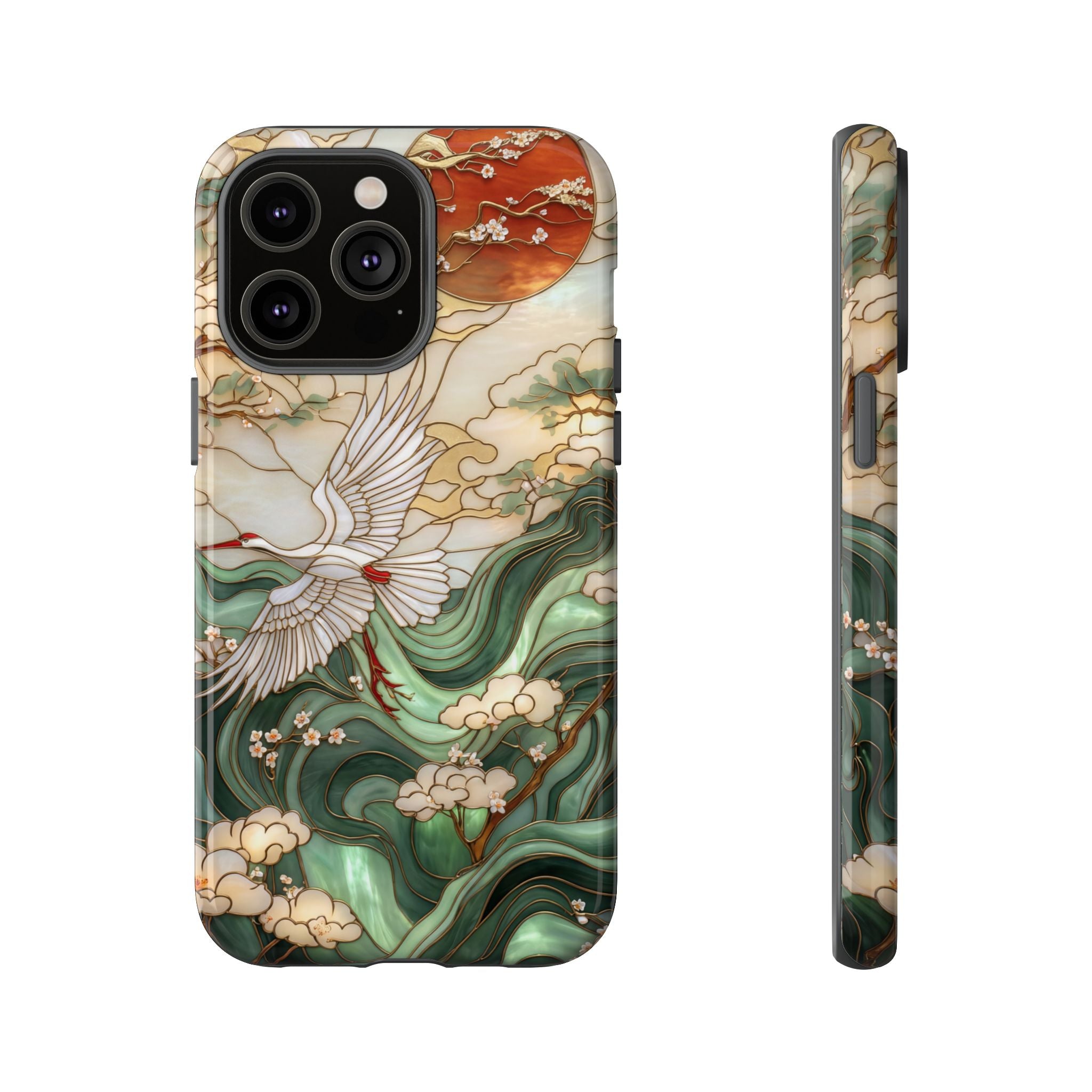 Cranes & Waves Protective iPhone Case | Japanese-Inspired Art Phone Cover