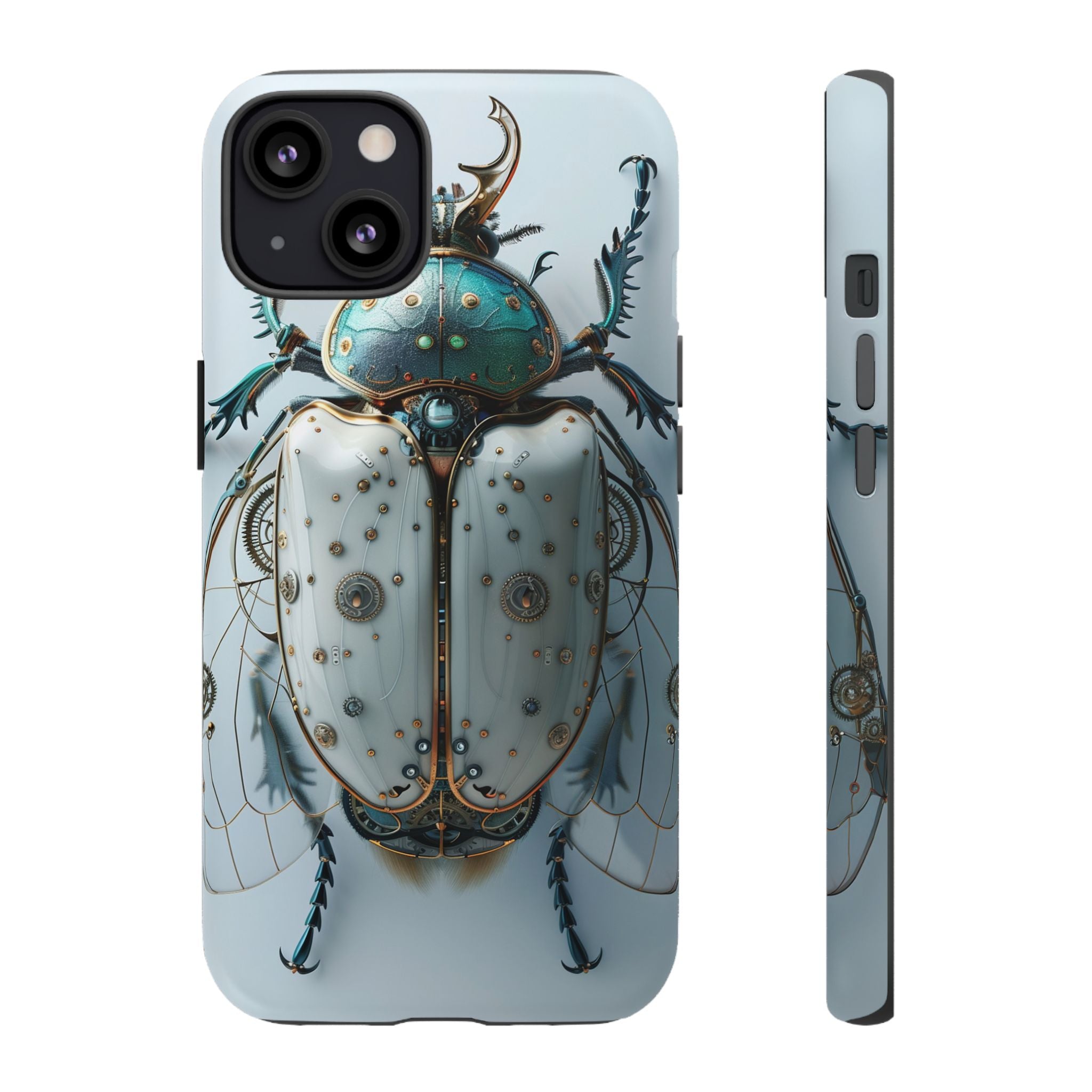 Steampunk White Beetle Protective Tough iPhone Case