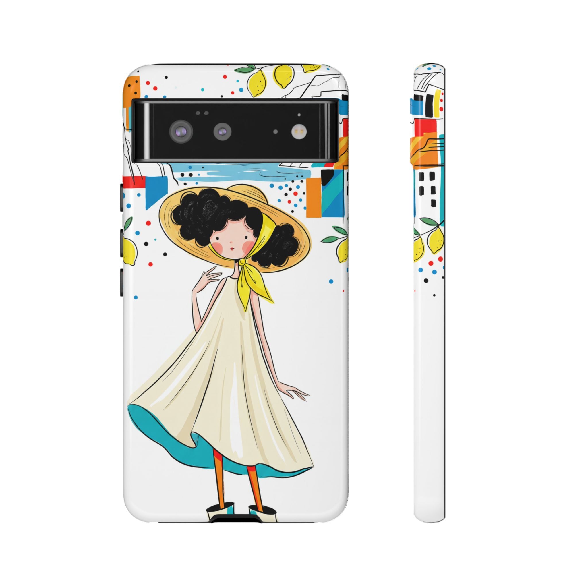 Cute Summer Girl Google Pixel Phone Case | Whimsical Coastal Illustration Protective Case
