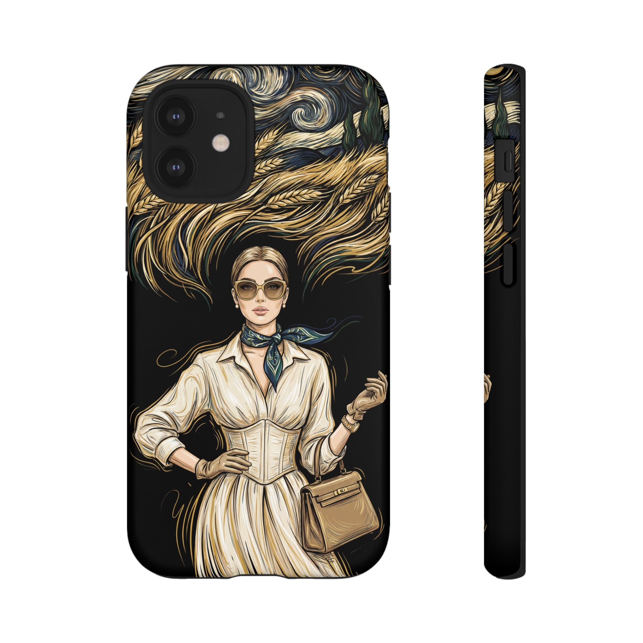 Vintage Elegance iPhone Case | Retro Woman with Flowing Golden Hair