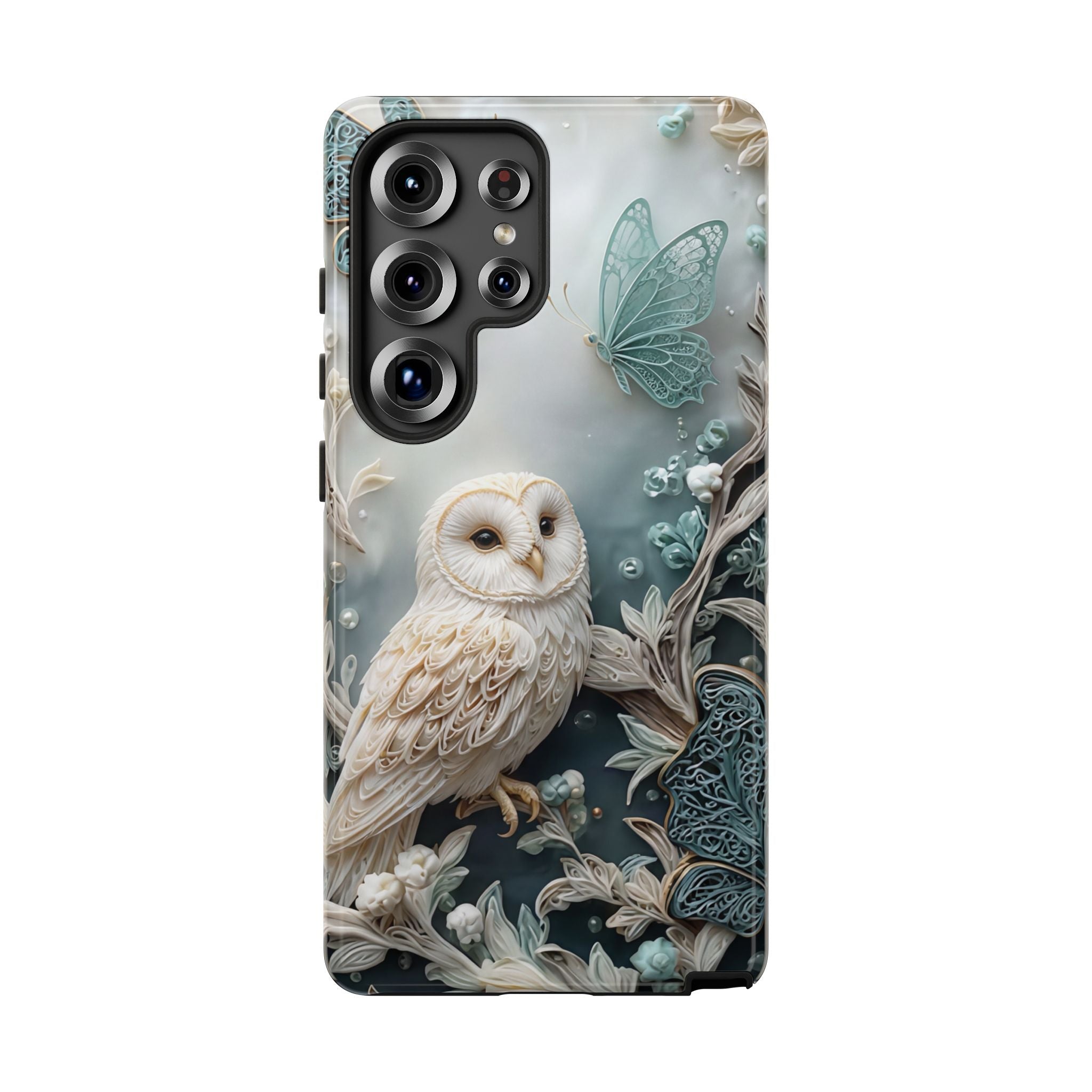 Barn Owl & Butterflies Tough Samsung Galaxy Case