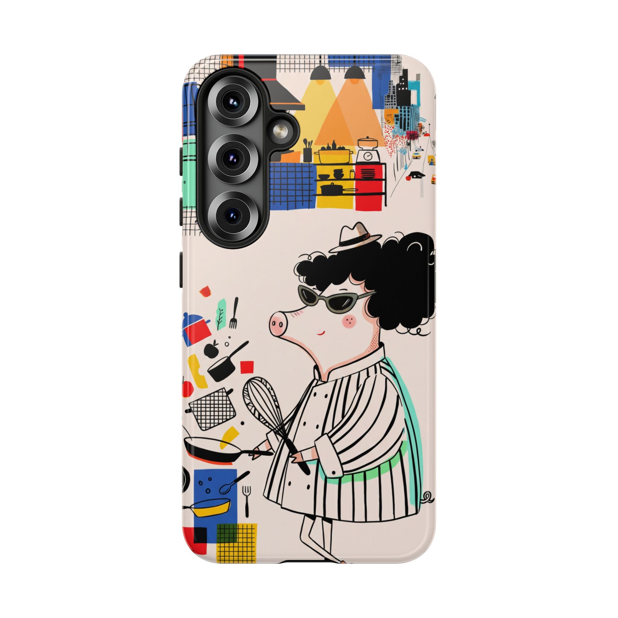 Cute Chef Pig Samsung Galaxy Phone Case | Quirky Cartoon Kitchen Art Tough Case