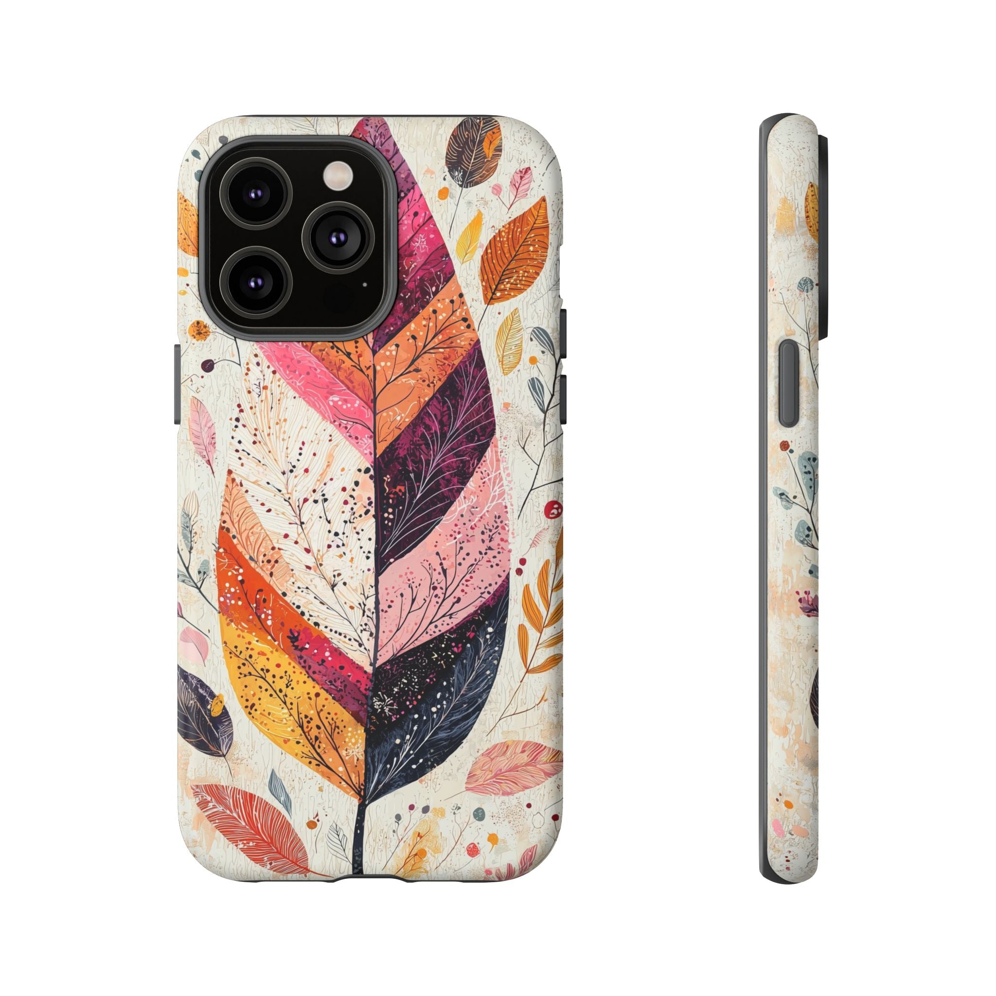 Autumn Leaf Tough iPhone Case | Watercolour Feathered Fall Design