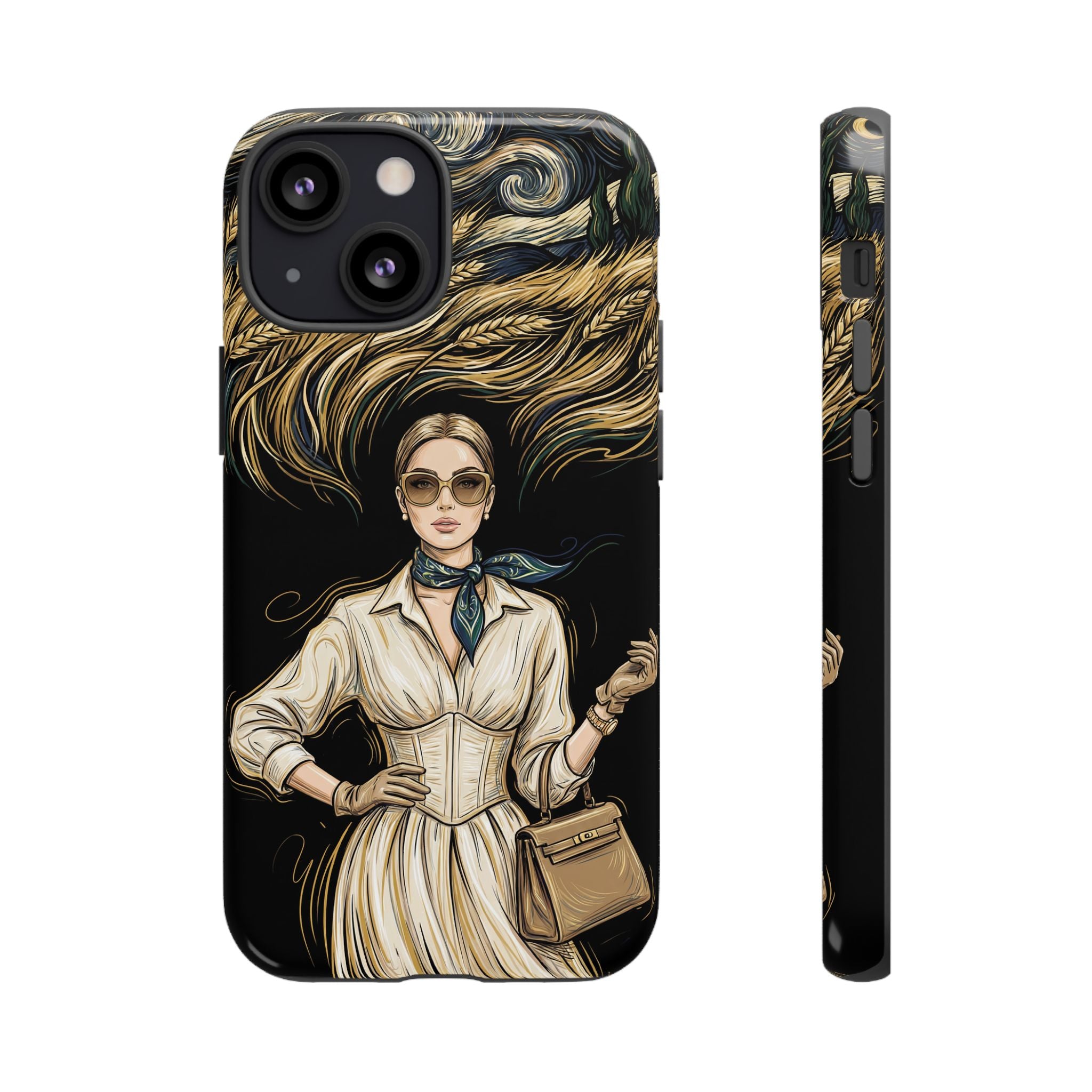 Vintage Elegance iPhone Case | Retro Woman with Flowing Golden Hair