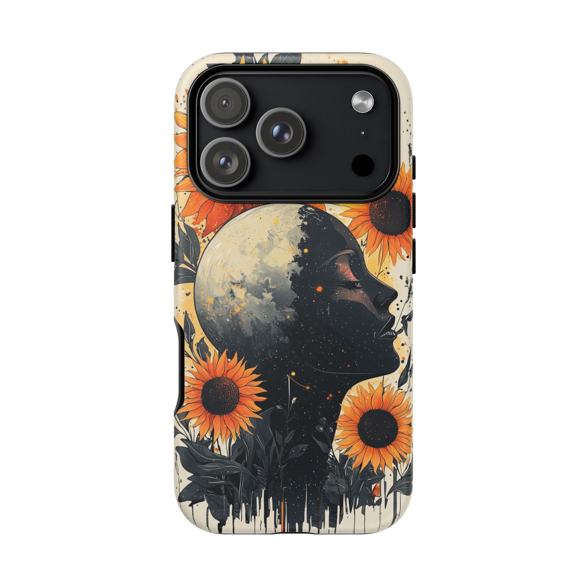 Sunflower Moon Art iPhone Case | Floral Celestial