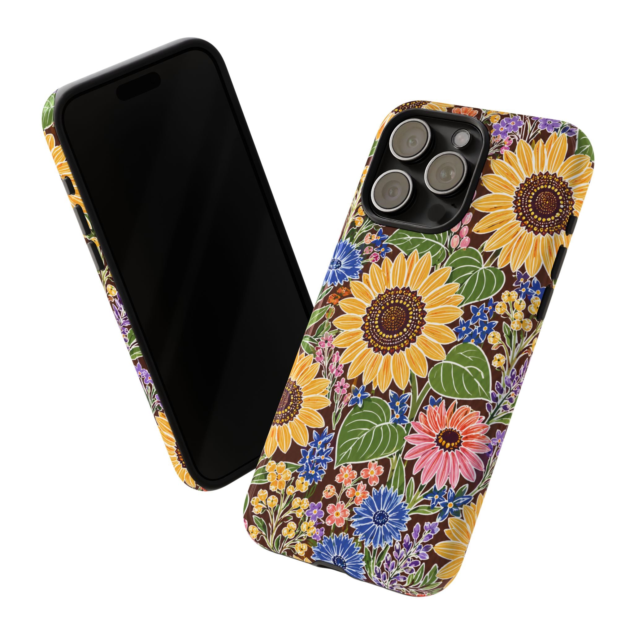 Sunflower & Wildflower Pattern Tough iPhone Case