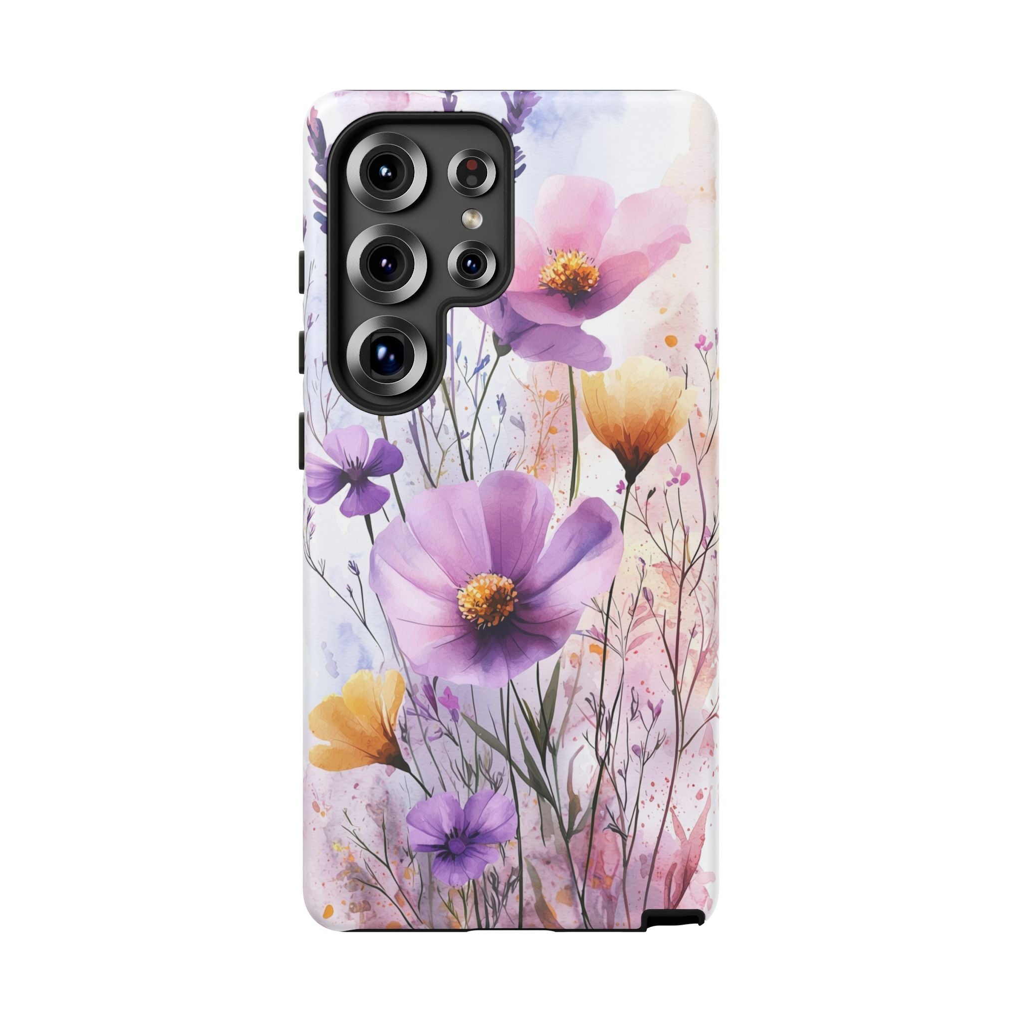 Floral Watercolour Tough Samsung Galaxy Case | Purple & Yellow Wildflowers