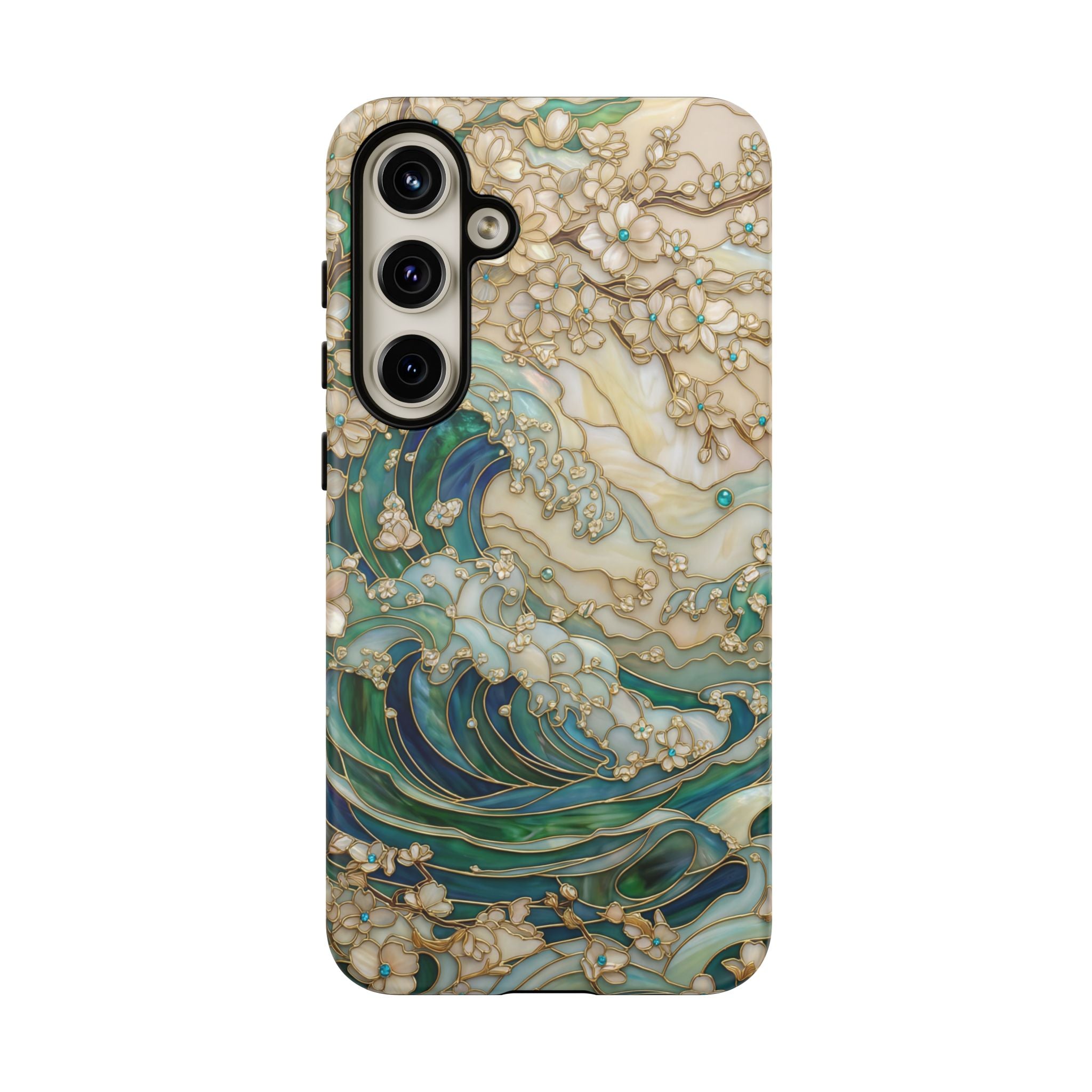 Elegant Ocean Wave Floral Art Samsung Galaxy Case