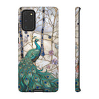 Custodia per Samsung Galaxy con motivo in vetro colorato con pavone