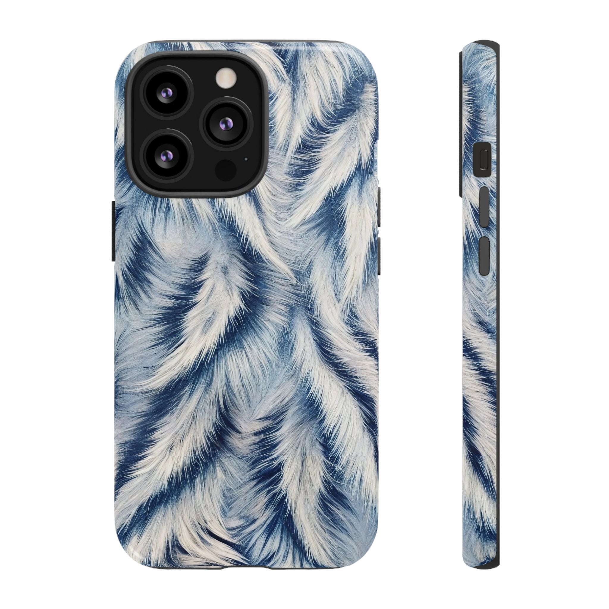 Blue Faux Fur Texture Protective Tough iPhone Case