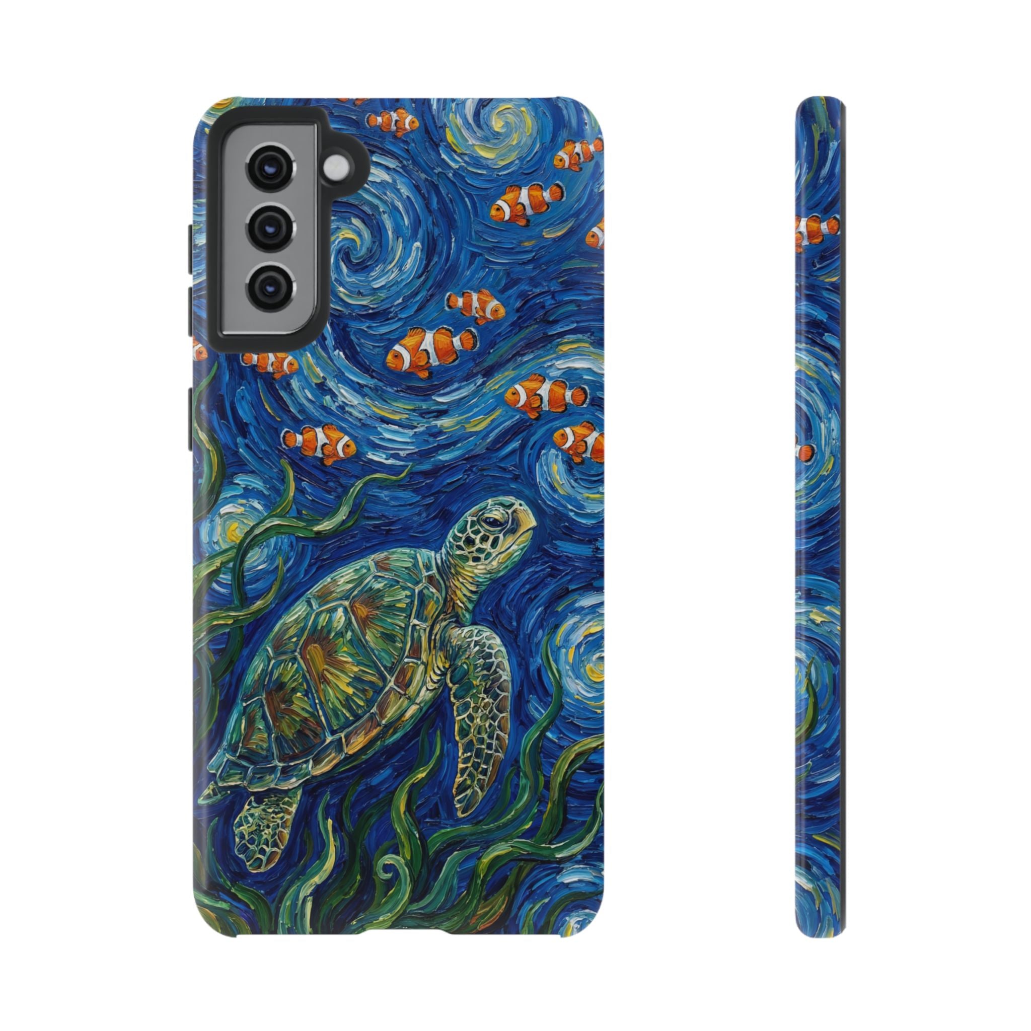 Sea Turtle & Clownfish Tough Samsung Galaxy Case | Van Gogh Style Ocean Art