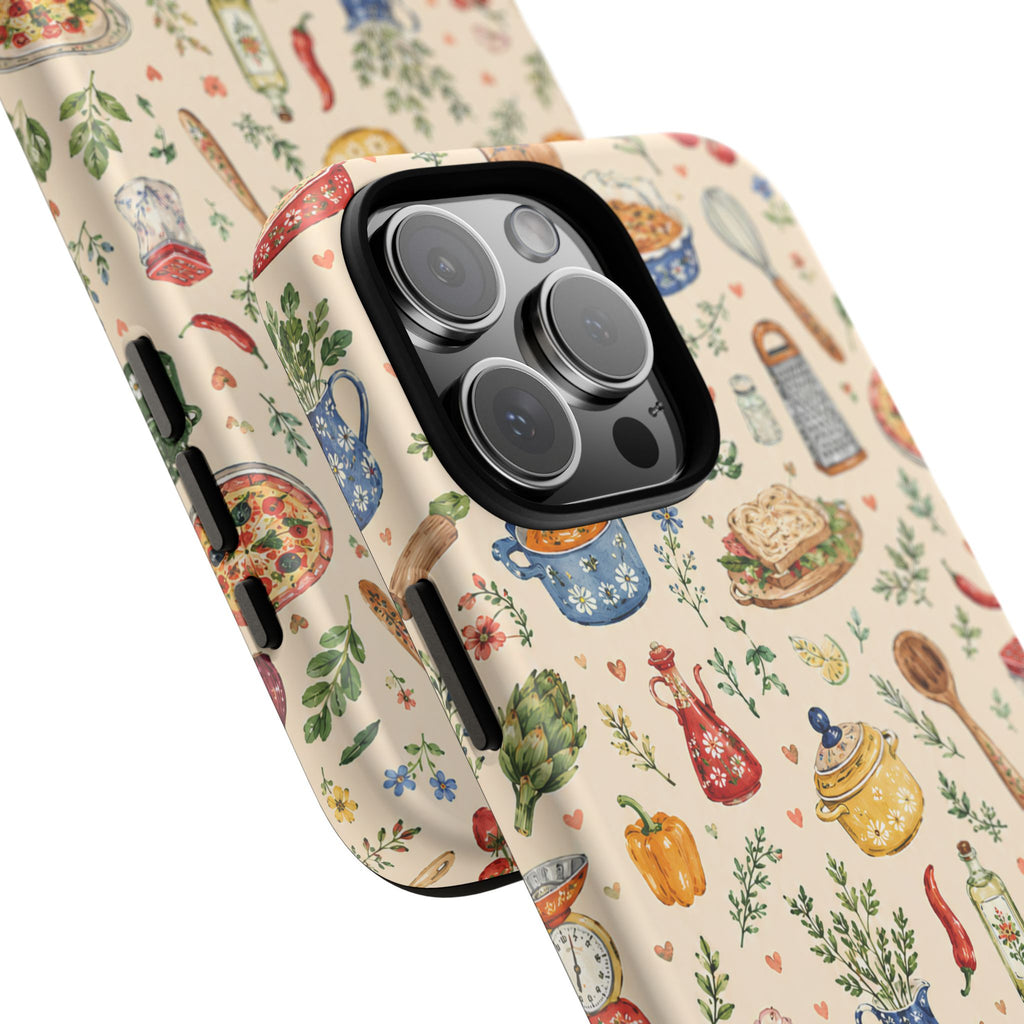 Kitchen Pattern Phone Case | Watercolor Cooking Art Cover | Cozy Baking Illustration Shell | Cute Home Chef Gift