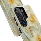 Stained Glass Daffodil Samsung Galaxy Phone Case | Yellow Floral Phone Cover