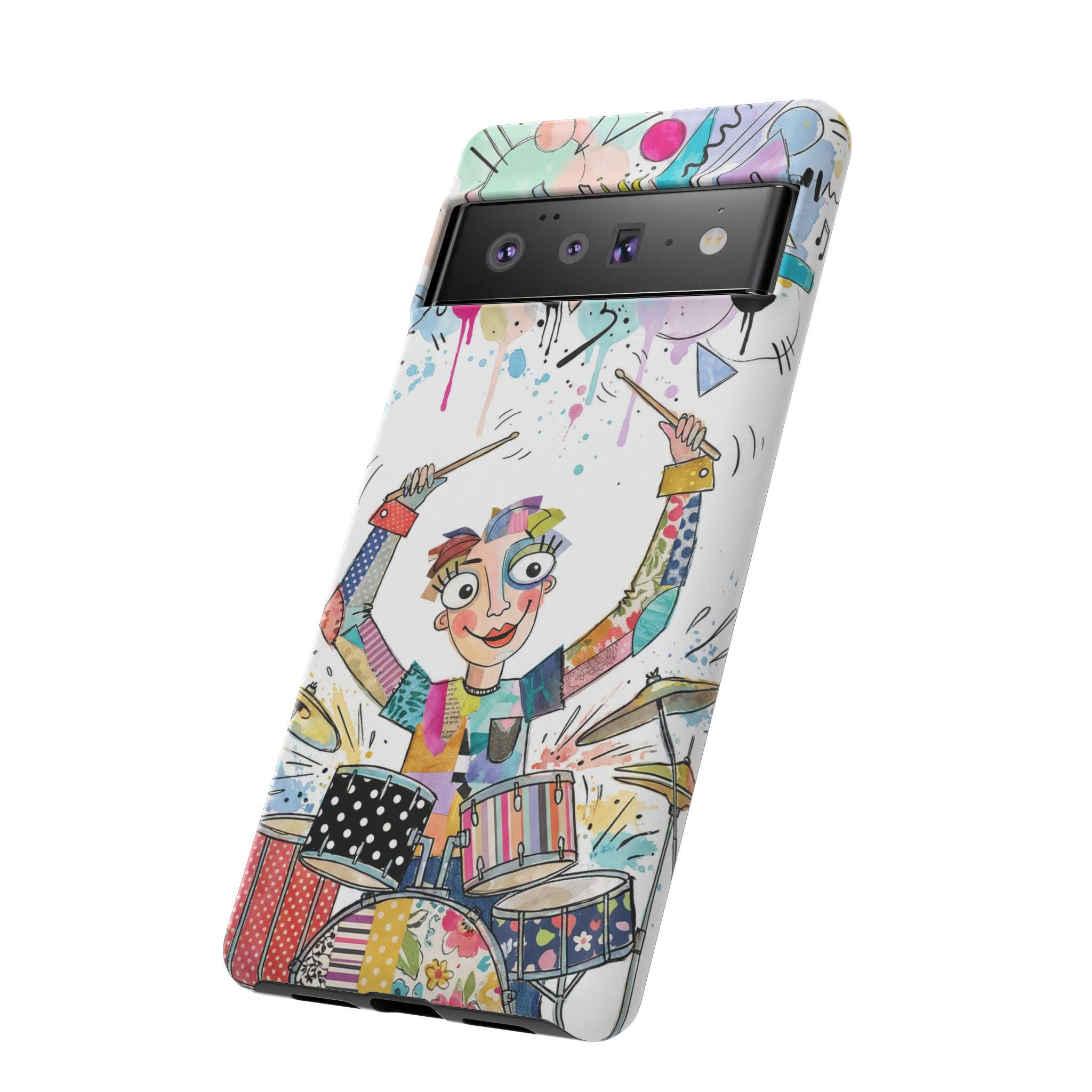 Custodia per telefono Google Pixel Drummer Boy | Cover protettiva colorata con batteria da cartone animato