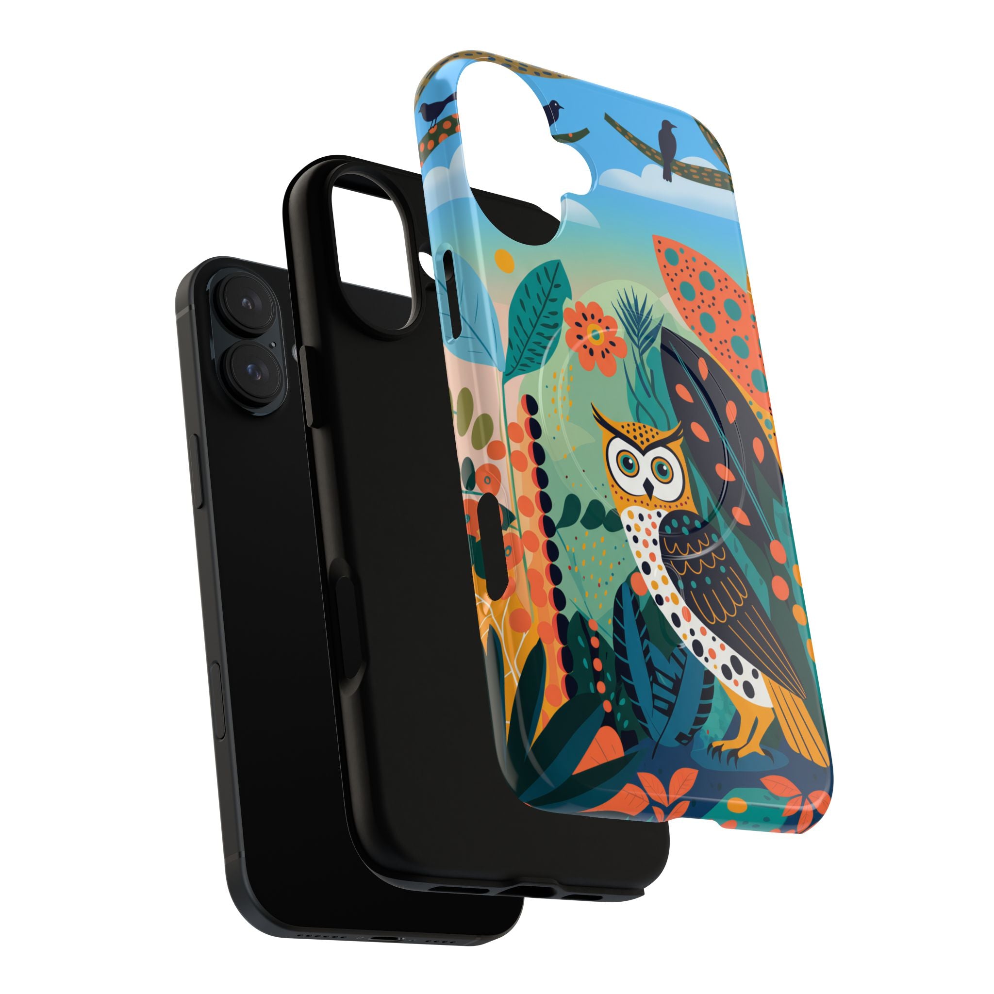 Botanical Forest Colourful Owl MagSafe iPhone Case