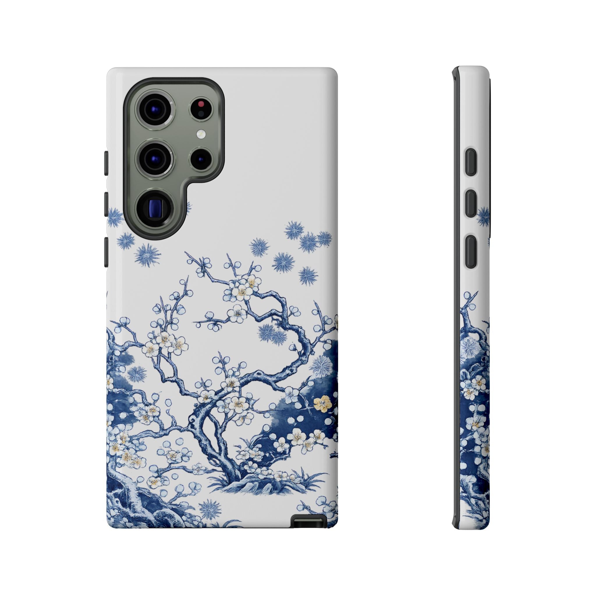 Vintage Blue White Porcelain Samsung Galaxy Phone Case | Chinoiserie Floral Tough Cover