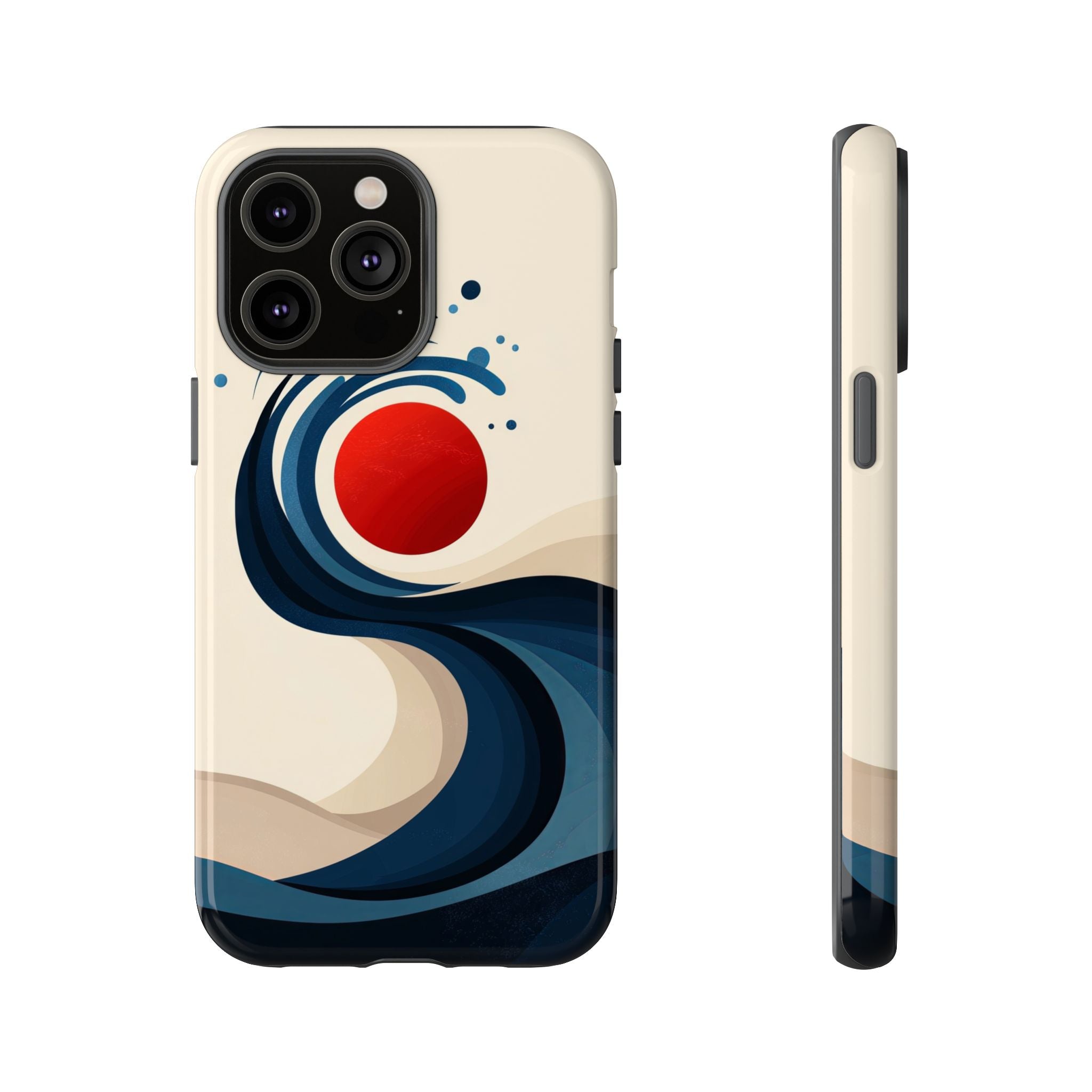 Abstract Wave iPhone Case | Red Sun Ocean Art