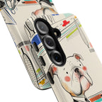 Bulldog Driver Samsung Galaxy Phone Case | Cute Retro Dog Illustration