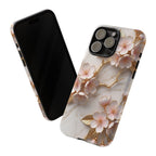 Floral Marble iPhone Case — Sakura Gold Cherry Blossom Tough Case