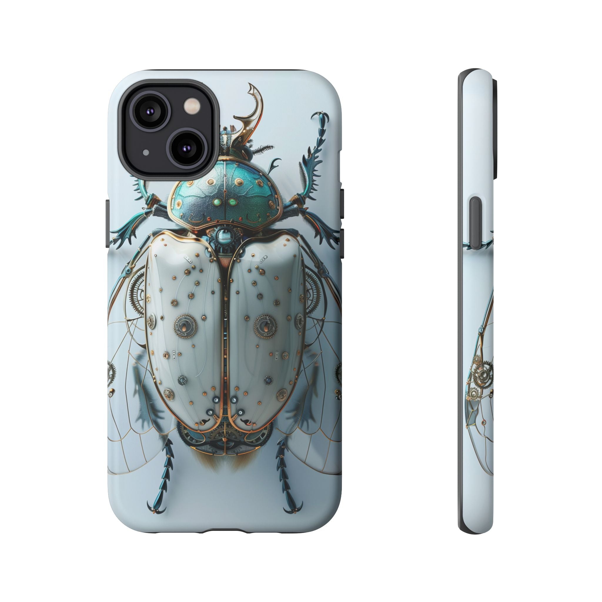 Steampunk White Beetle Protective Tough iPhone Case