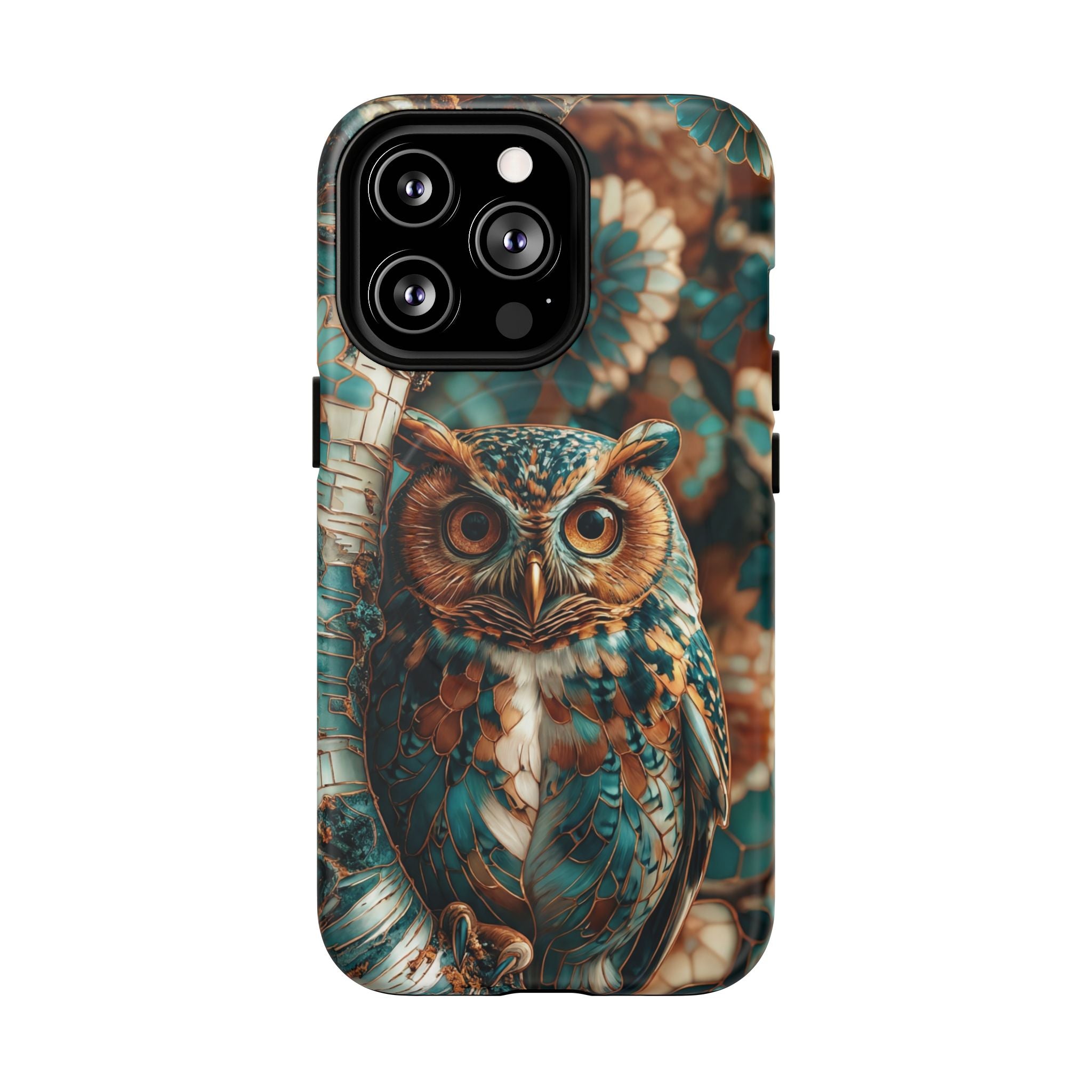 Custodia MagSafe resistente per iPhone con motivo a mosaico gufo