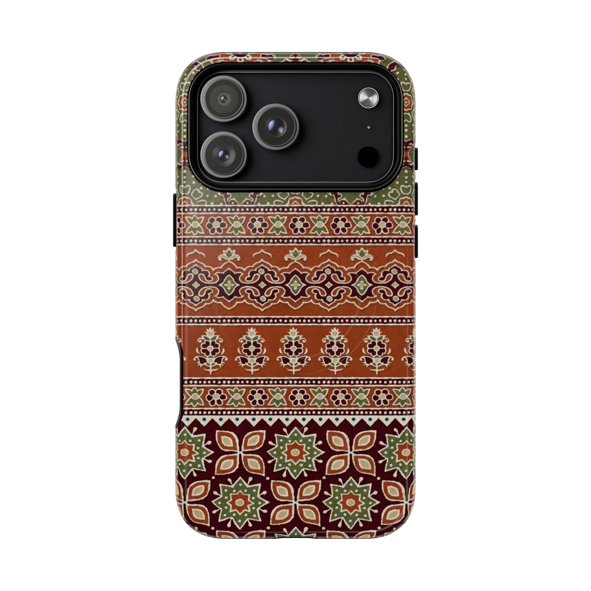 Batik Floral Protective Tough MagSafe iPhone Case
