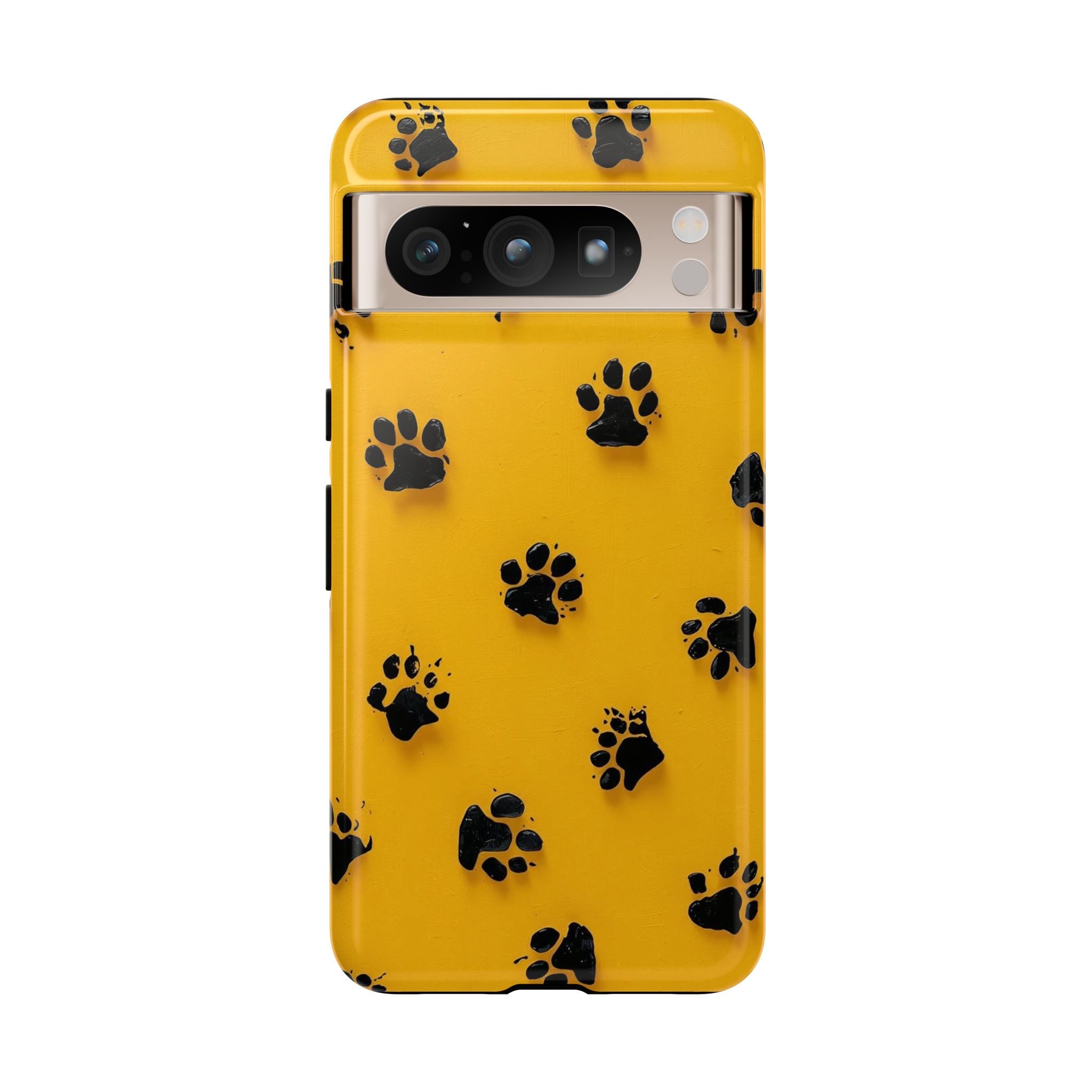 Yellow Paw Print Tough Google Pixel Case — Protective Dog & Cat Lover Cover