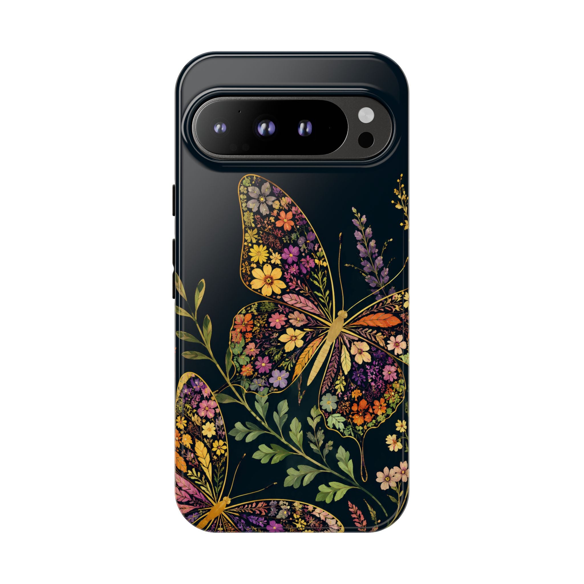 Floral Butterfly Tough Google Pixel Phone Case | Cute Cottagecore Gold Lavender Cover
