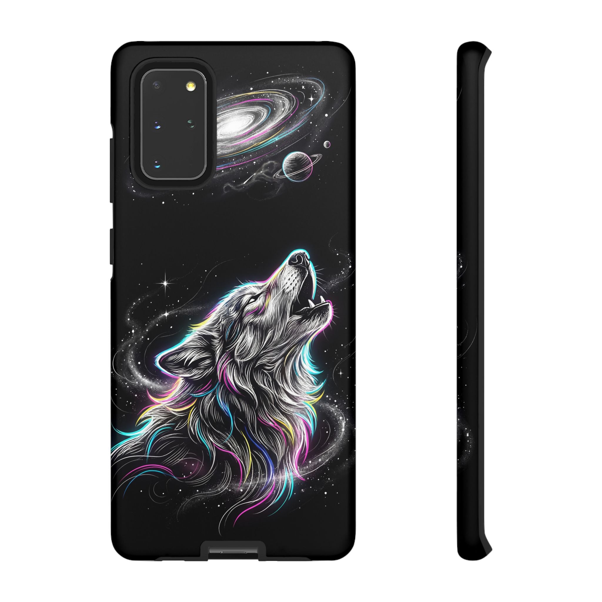 Wolf Galaxy Tough Samsung Galaxy Phone Case | Colorful Howling Wolf Space Design