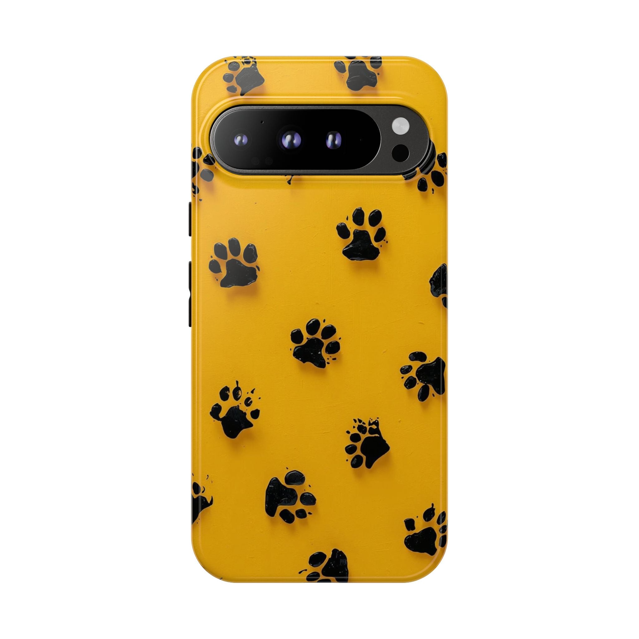 Yellow Paw Print Tough Google Pixel Case — Protective Dog & Cat Lover Cover