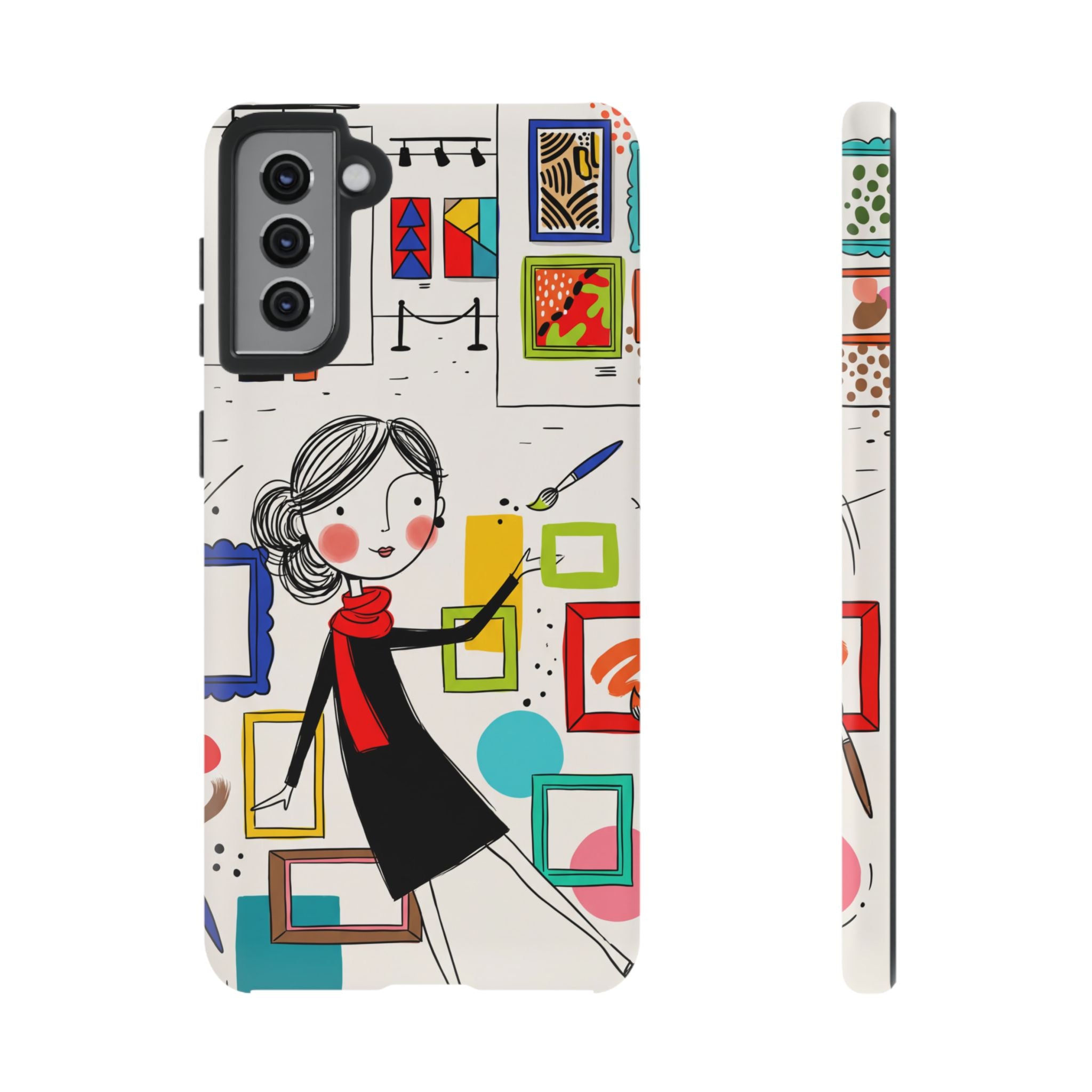 Art Gallery Illustration Samsung Galaxy Phone Case | Cute Woman with Frames Design