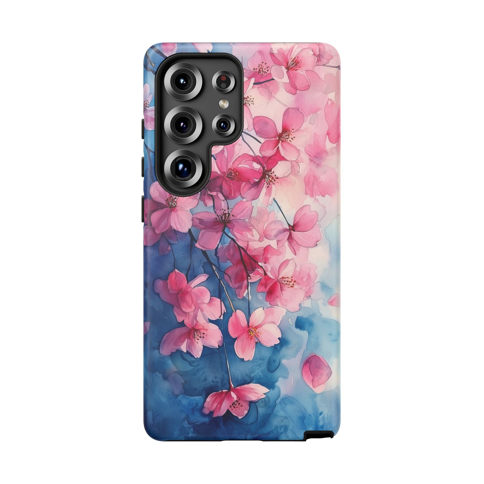 Floral Cherry Blossom Samsung Galaxy Case | Pink Blue Watercolour