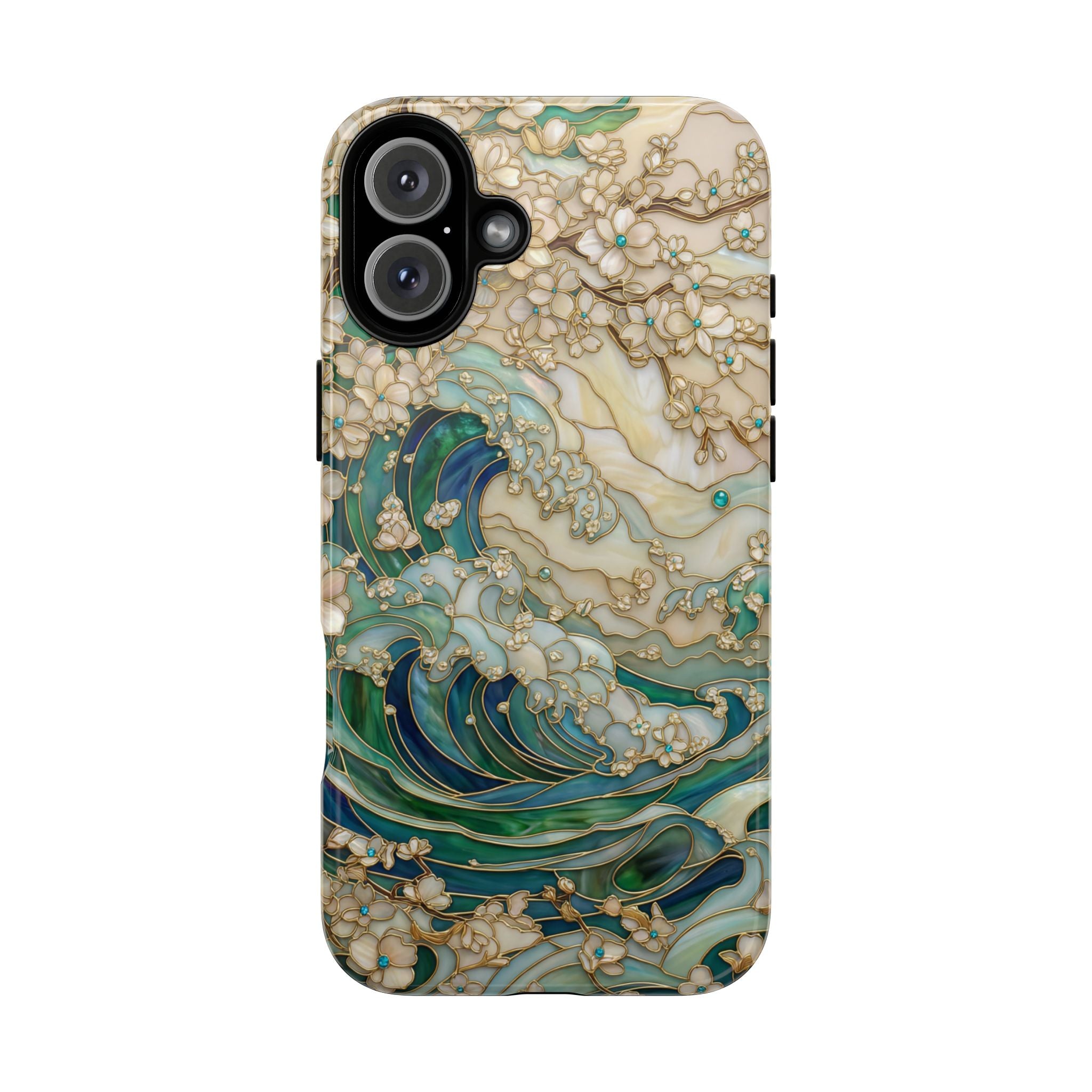Elegant Ocean Wave Floral Art iPhone Case
