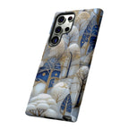 Blue Gold Winter Forest Samsung Galaxy Case — Elegant Tree Pattern Tough Case