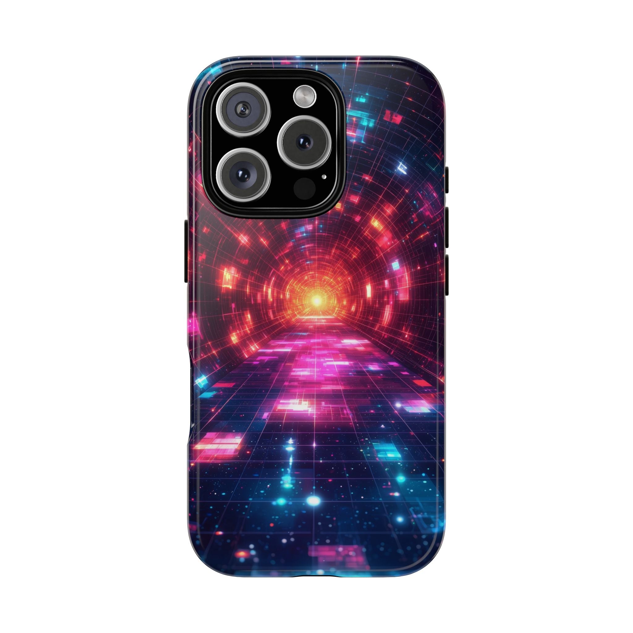 Neon Tunnel Tough iPhone Case — Retro Futuristic Galaxy Design