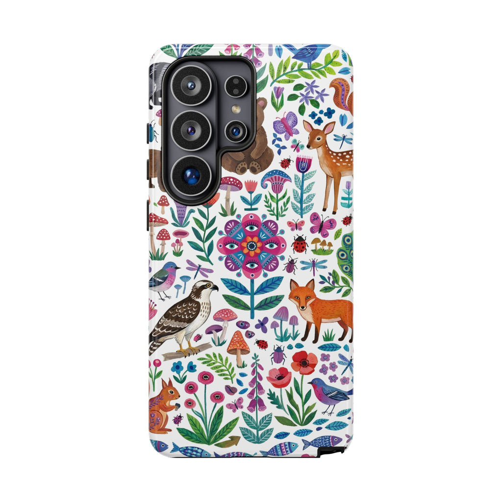 Wild Garden Samsung Galaxy Phone Case | Cute Forest Animals Floral Pattern Tough Case