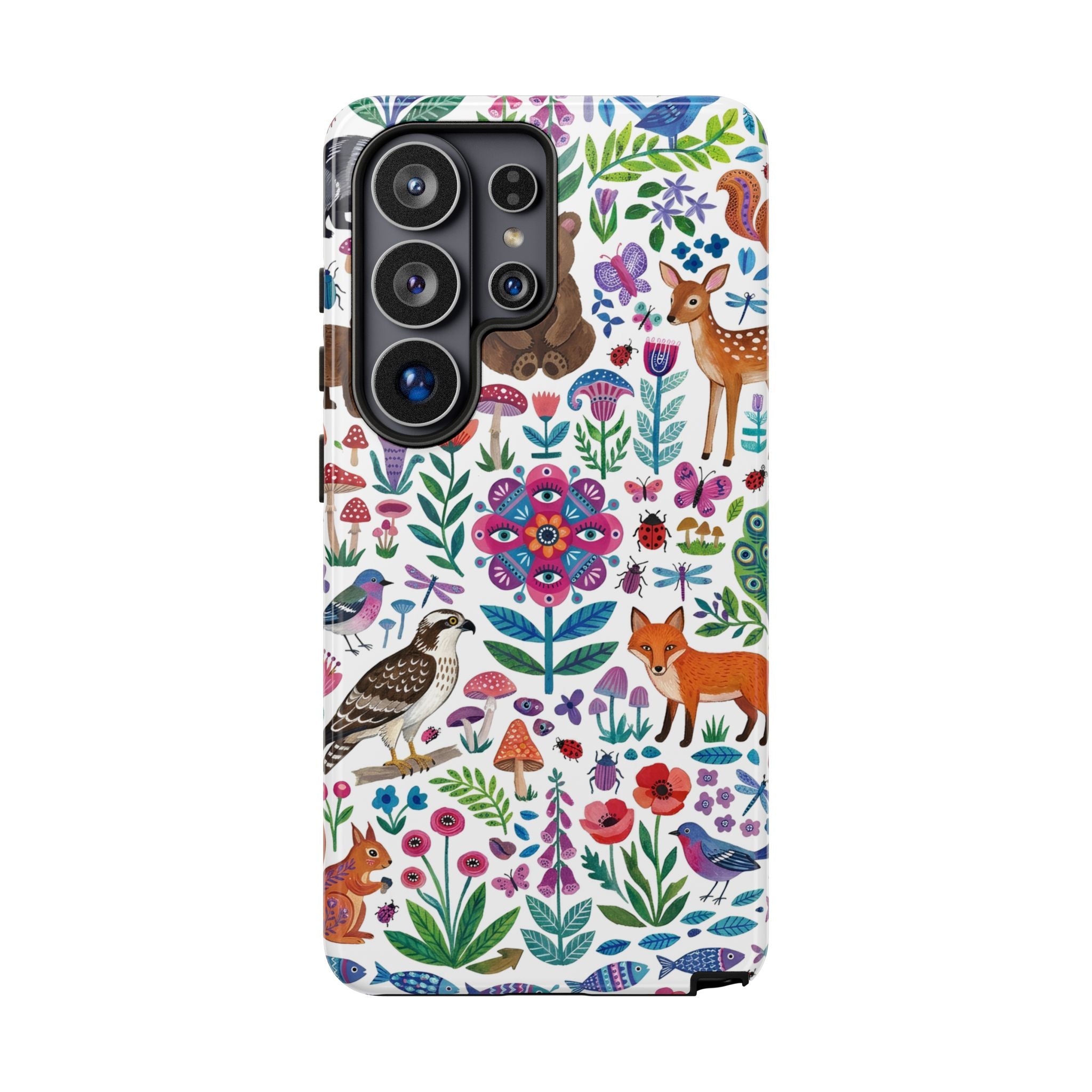 Wild Garden Samsung Galaxy Phone Case | Cute Forest Animals Floral Pattern Tough Case