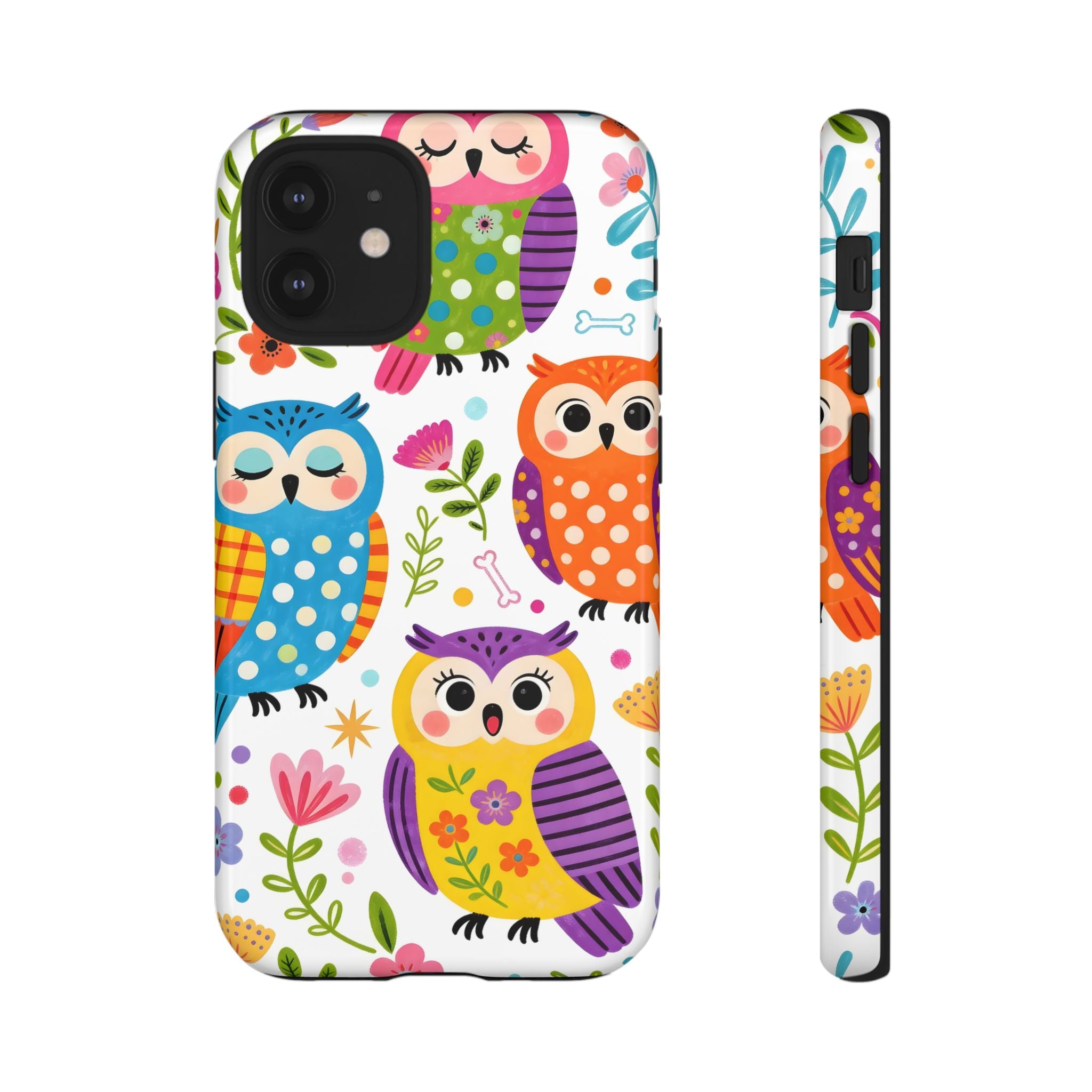Cute Colorful Owls iPhone Case | Cute Owl Pattern Tough Case