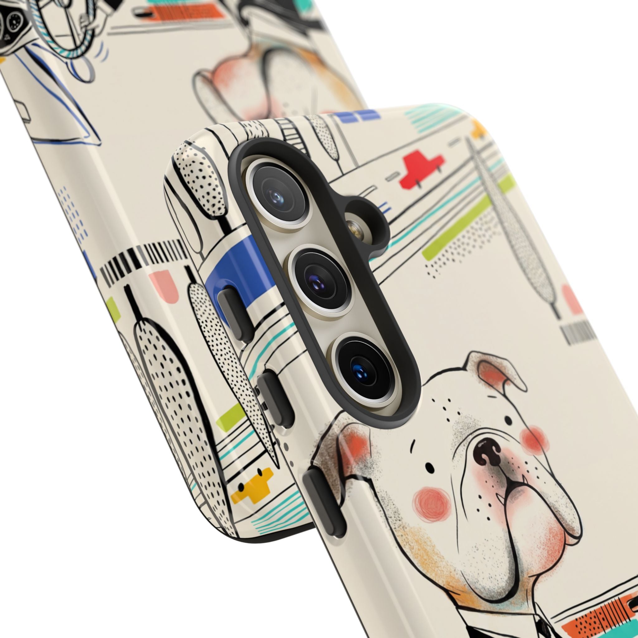 Bulldog Driver Samsung Galaxy Phone Case | Cute Retro Dog Illustration