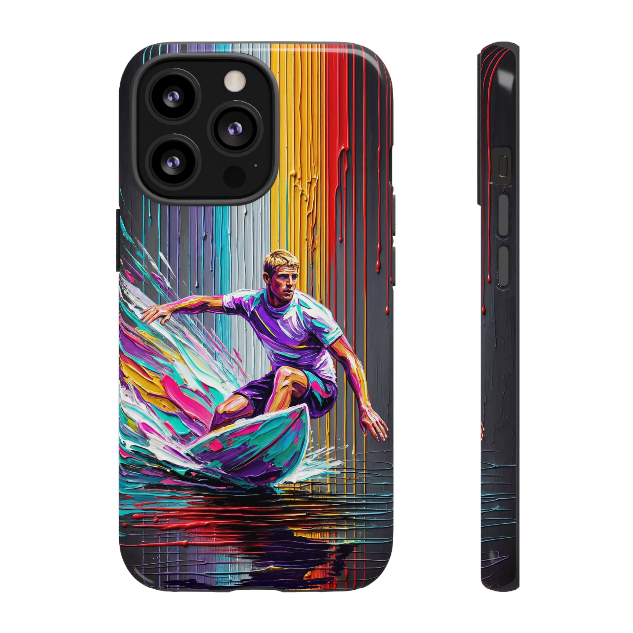 Surfing Art iPhone Case | Colourful Wave Surfer Protective Cover