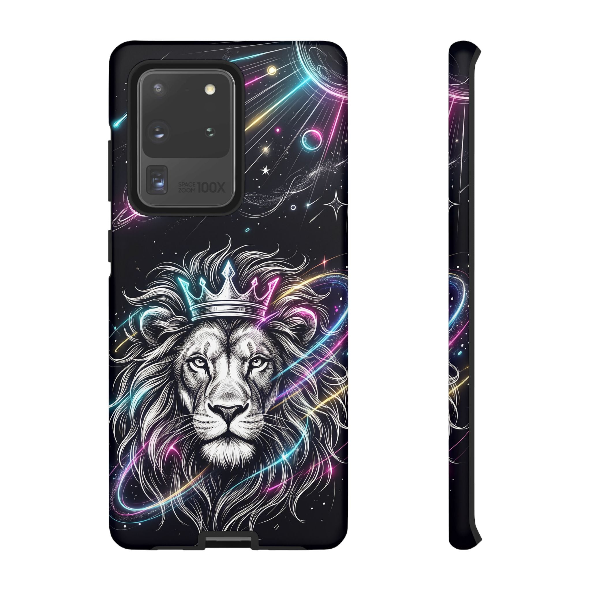 Galaxy Lion Samsung Galaxy Phone Case | Neon Crowned Lion Protective Case