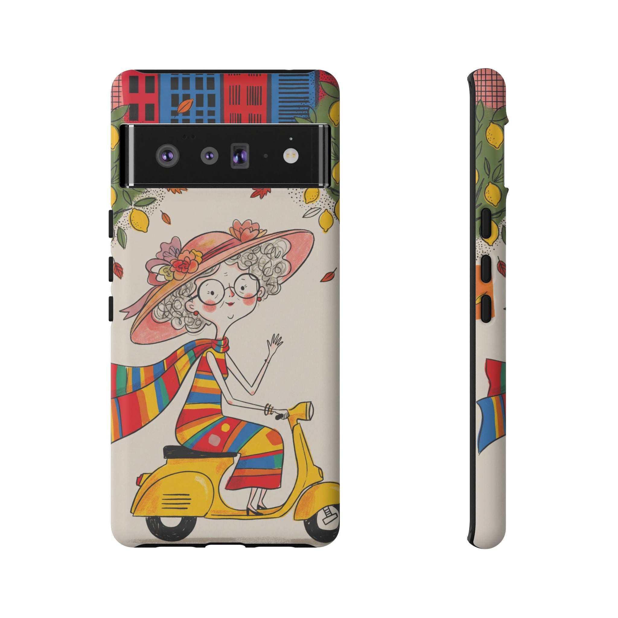 Vintage Scooter Granny Google Pixel Phone Case | Colourful Retro Elderly Lady Design