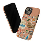 Rome Italy Travel Tough iPhone Case | Terracotta Scrapbook Sticker Cover