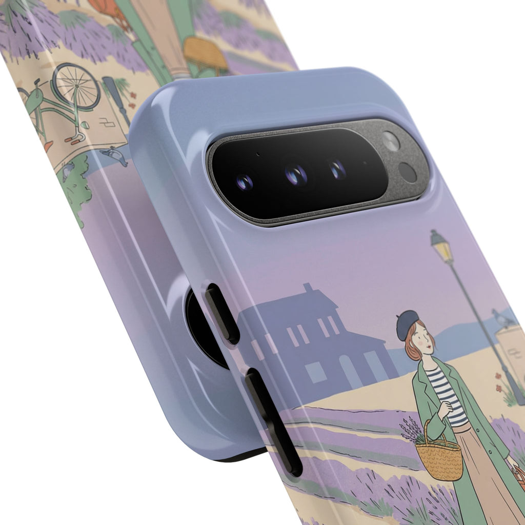 Lavender Field Google Pixel Phone Case | Vintage Travel Illustration Protective Case