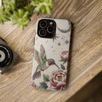 Hummingbird Moon Tough iPhone Case | Floral Celestial Protective Cover
