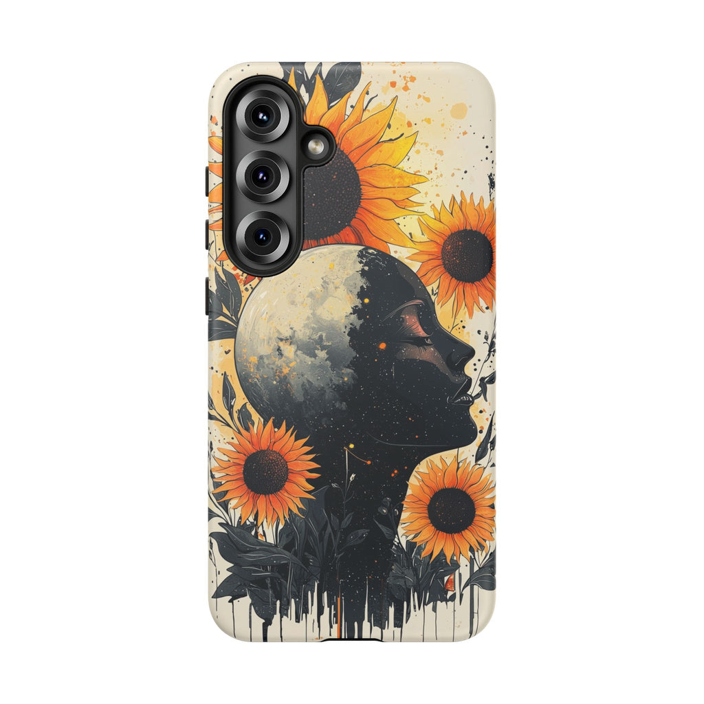 Sunflower Moon Art Samsung Galaxy Case | Floral Celestial