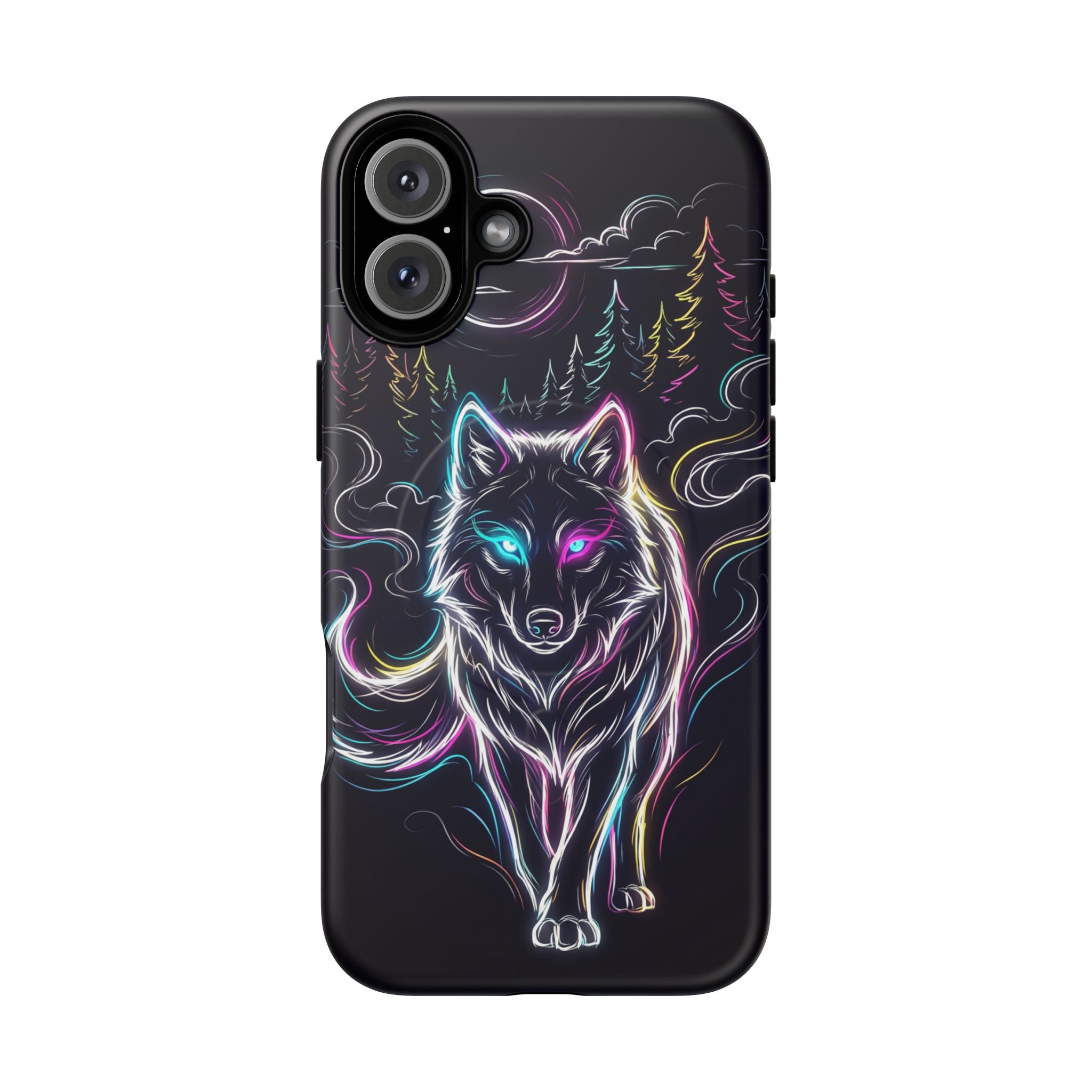 Neon Wolf MagSafe iPhone Case | Mystic Glow Protective Tough Case