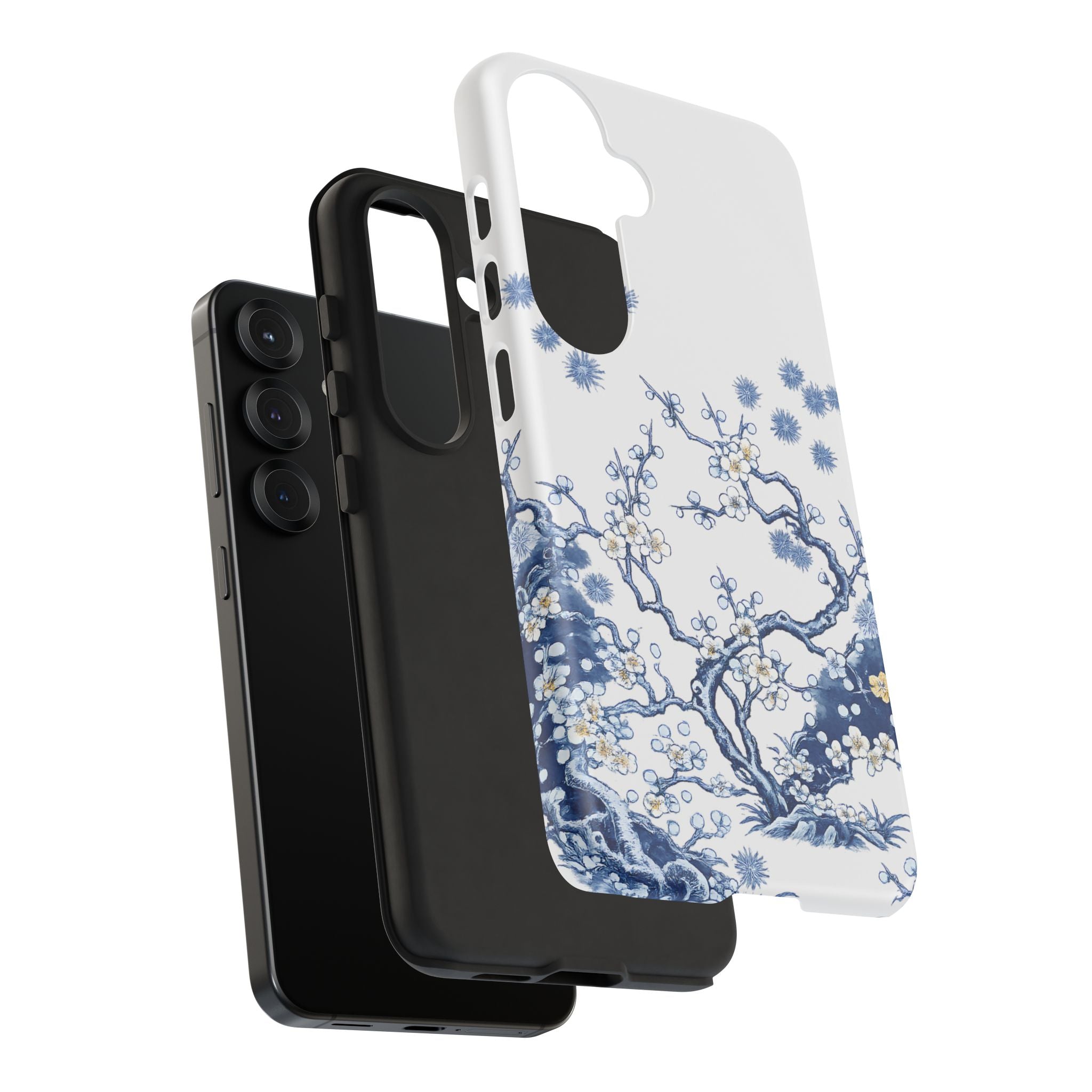 Vintage Blue White Porcelain Samsung Galaxy Phone Case | Chinoiserie Floral Tough Cover